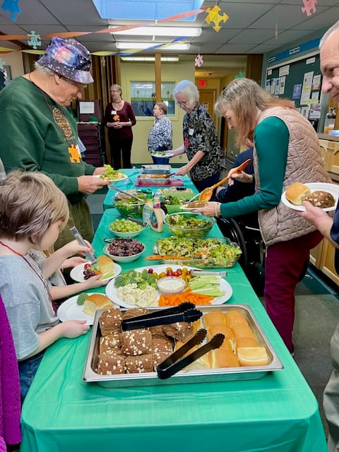 Sunday, Nov. 2: 1st Sunday Bring-a-Friend Potluck (Daylight Savings ends)